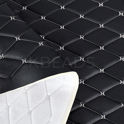 Rhombus Pattern PVC Leather Quilted Foam Backed Fabric FIND-WH0420-138-1