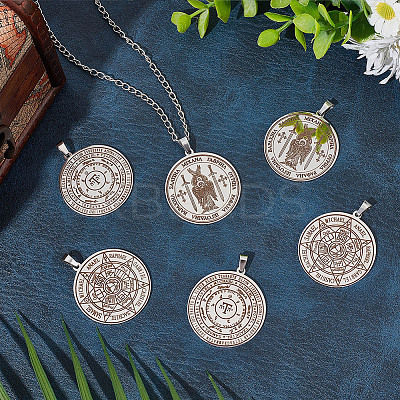 6Pcs 3 Style 304 Stainless Steel Pendants STAS-UN0044-46-1