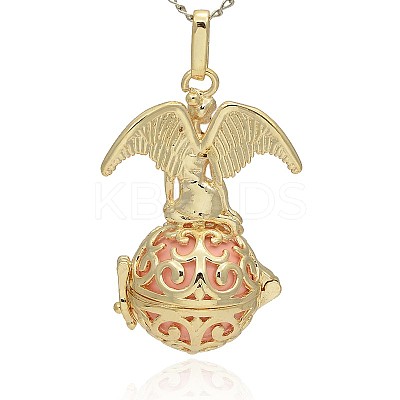 Golden Tone Brass Hollow Round Cage Pendants KK-J242-05G-1