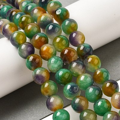 Natural Dyed White Jade Beads Strands G-M402-C04-22-1