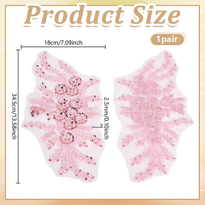 Polyester Sparkle Sequin Flower Clothing Patches PATC-WH0022-43-1