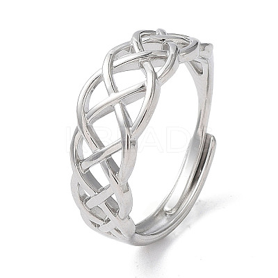 Non-Tarnish 304 Stainless Steel Hollow Sailor's Knot Adjustable Rings RJEW-D006-28P-1