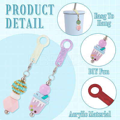 8Pcs 8 Colors Acrylic Straw Pendant Beadable Bar HJEW-TA0001-48-1