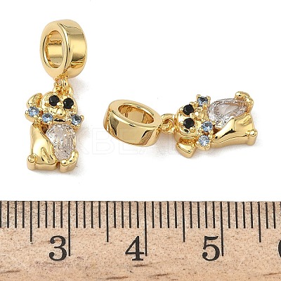 Brass Pave Clear Cubic Zirconia European Dangle Charms KK-L257-24G-02-1