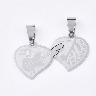 Non-Tarnish 201 Stainless Steel Split Pendants STAS-T048-34-1