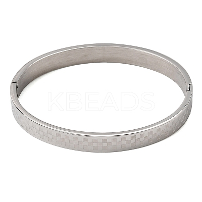 304 Stainless Steel Tartan Textured Hinged Cuff Bangles for Women SA-CBAC920-10P-1