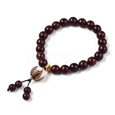 Lotus Prayer Meditation Yoga Bracelet for Men Women BJEW-N010-020-1