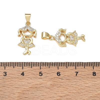 Brass Micro Pave Clear Cubic Zirconia Pendants CU-CBA9AFC-01G-18-1