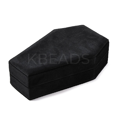 Coffin Shaped Velvet Jewelry Storage Boxes DARK-PW0001-116C-1