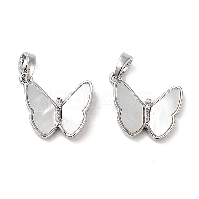 Double Butterfly Brass Micro Pave Clear Cubic Zirconia Pendants KK-B102-19P-1