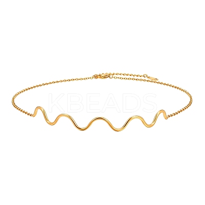 Stainless Steel Wavy Line Choker Necklaces PW-WG07BB7-01-1