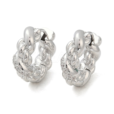 Twist Brass Cubic Zirconia Hoop Earrings EJEW-Q016-18P-1