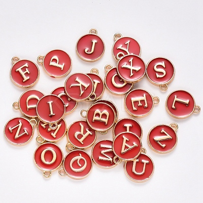 Initial Letter A~Z Alphabet Enamel Charms ENAM-Q437-08-1