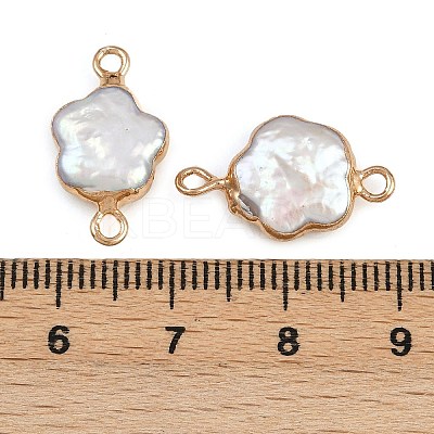 Natural Keshi Pearl Flower Connector Charms KK-D423-06G-1