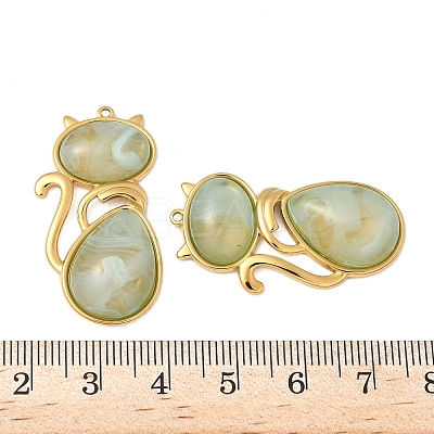 304 Stainless Steel Resin Pendants STAS-V015-59G-02-1