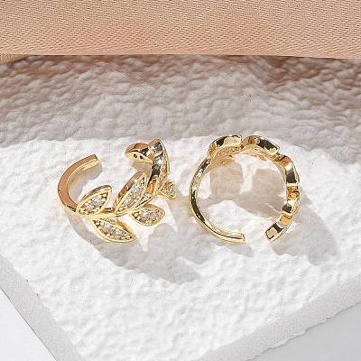 Brass Micro Pave Clear Cubic Zirconia Cuff Earrings EJEW-I249-11G-1
