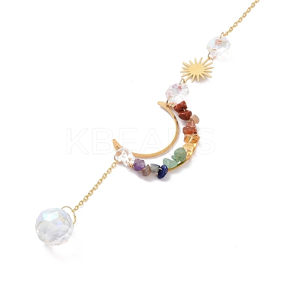 Teardrop & Moon & Sun Glass Hanging Suncatchers HJEW-I011-05G-1