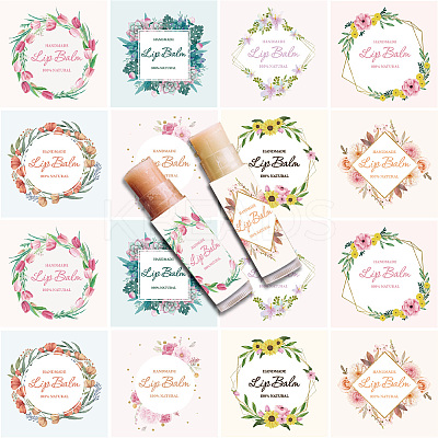 80Pcs 8 styles Paper Lip Balm Adhesive Label Stickers STIC-WH0026-019-1