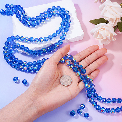 2 Strands Transparent Electroplate Glass Beads Strands EGLA-TA0001-74-1