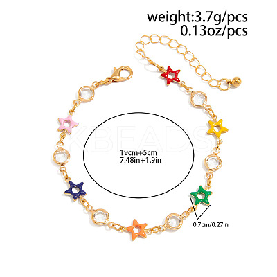 Alloy Enamel & Rhinstone Link Chain Bracelets for Men Women FS-WG01628-02-1