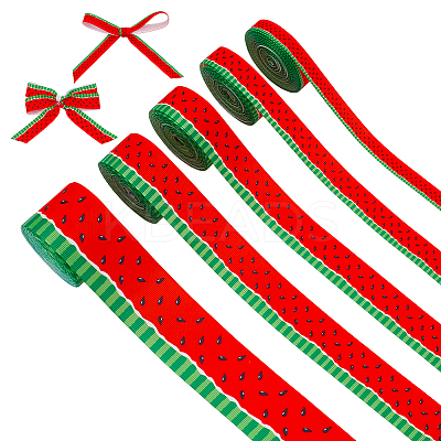 5Rolls 5 Styles Polyester Grosgrain Ribbon OCOR-MA0002-02-1