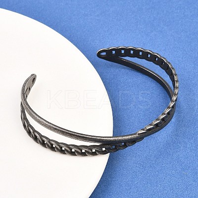 316 Surgical Stainless Steel Criss Cross Cuff Bangles BJEW-C125-09AS-1