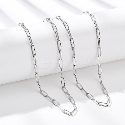 3.5MM 304 Stainless Steel Paperclip Chain Necklaces NJEW-T016-07P-1