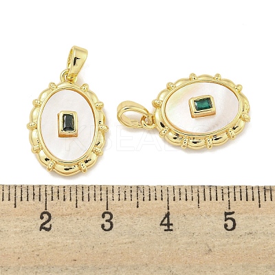 Brass with Cubic Zirconia with Sea Shell Pendants KK-Q820-19G-1