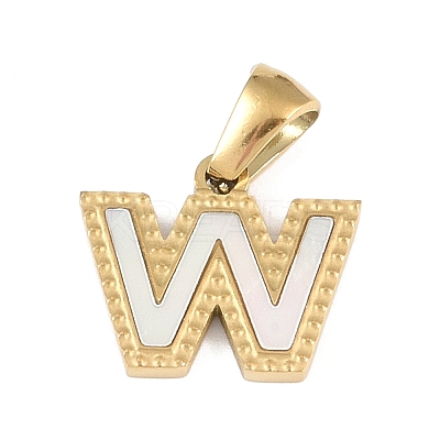 Natural White Shell Alphabet Charms STAS-M338-02G-W-1