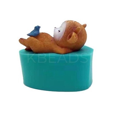 Sleeping Sika Deer with Bird Food Grade Silicone Molds DIY-M031-23-1