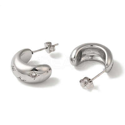304 Stainless Steel & Rhinestones C-Shaped Stud Earrings for Women EJEW-S237-11-1