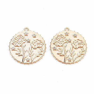 Brass Micro Pave Clear Cubic Zirconia Pendants KK-S364-188-1