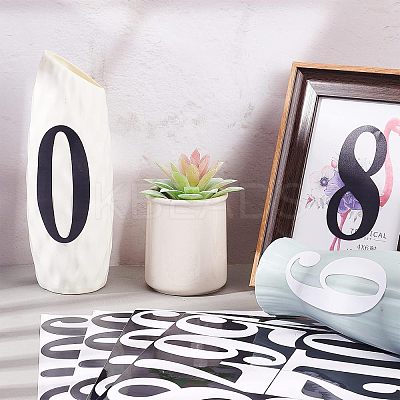 12 Sheets 2 Colors Number 0~9 PVC Waterproof Self-Adhesive Sticker DIY-NB0007-28-1
