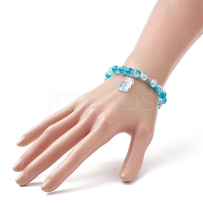 Bling Galss Round Beaded Stretch Bracelet BJEW-JB09241-1