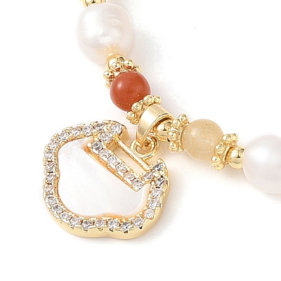 Natural Golden Silk Jade & Natural Quartz & Pearl Beaded Necklaces NJEW-L119-06G-1