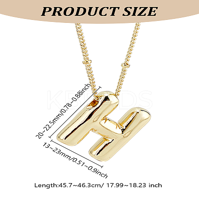 1pc Brass Chain with Alloy Letter Pendants Necklaces NJEW-LP0001-41H-G-1