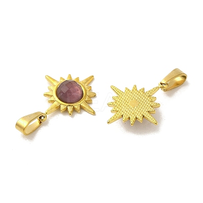 Natural Amethyst Faceted Sun Pendants STAS-P361-02G-02-1