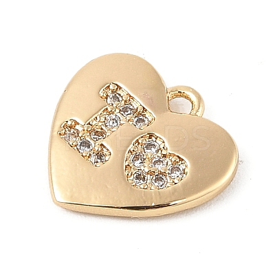 Brass Micro Pave Clear Cubic Zirconia Charms KK-R219-29G-1