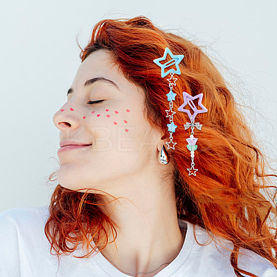 6Pcs 6 Styles Star Iron & Plastic Snap Hair Clips PHAR-CP0001-28-1