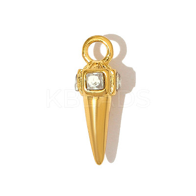 304 Stainless Steel with Cubic Zirconia Pendants STAS-OY005-01G-1