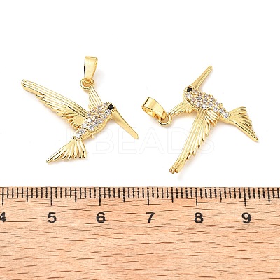 Brass Micro Pave Clear Cubic Zirconia Pendants KK-G533-07B-G-1