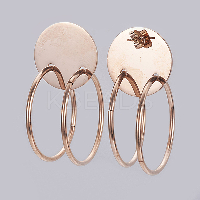 304 Stainless Steel Dangle Stud Earrings X-EJEW-L213-12RG-1