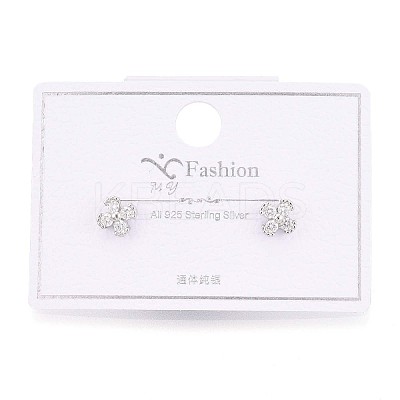 925 Sterling Silver Micro Pave Clear Cubic Zirconia Flower Stud Earrings STER-N016-86P-1