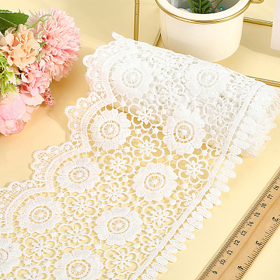 5Yards Milk Fiber Embroidery Flower Tassel Lace Ribbon OCOR-GF0004-69-1