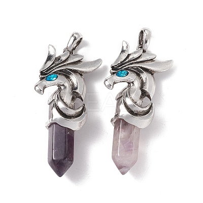 Natural & Synthetic Gemstone and Indicolite Rhinestone Big Pointed Pendants G-G855-06AS-1