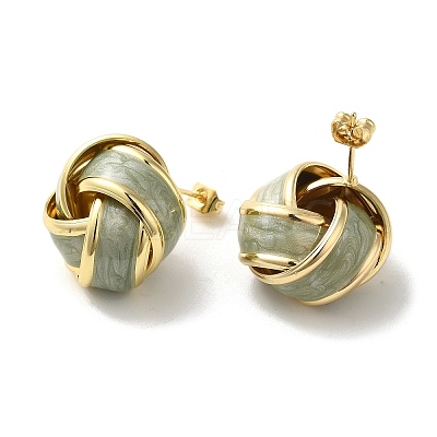 Real 18K Gold Plated Iron Enamel Stud Earrings for Women EJEW-M251-09G-03-1