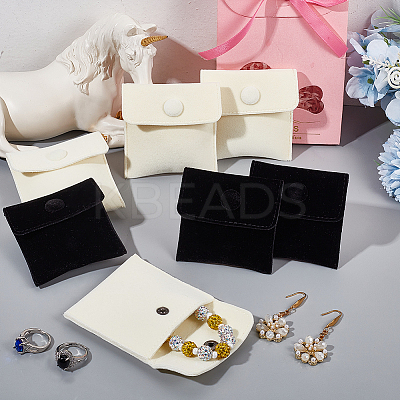 12Pcs 2 Colors Square Velvet Jewelry Bags TP-CP0001-02B-1
