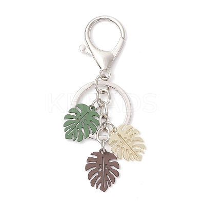 Tropical Leaf Baking Paint Alloy Pendant Keychains KEYC-JKC01270-01-1