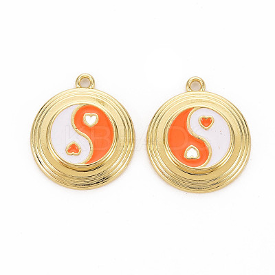 Rack Plating Light Gold Alloy Enamel Pendants ENAM-Q444-012B-RS-1