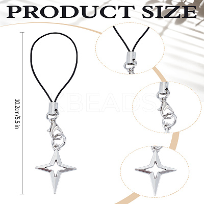 1Pc Alloy Star Mobile Straps HJEW-LP0001-76-1